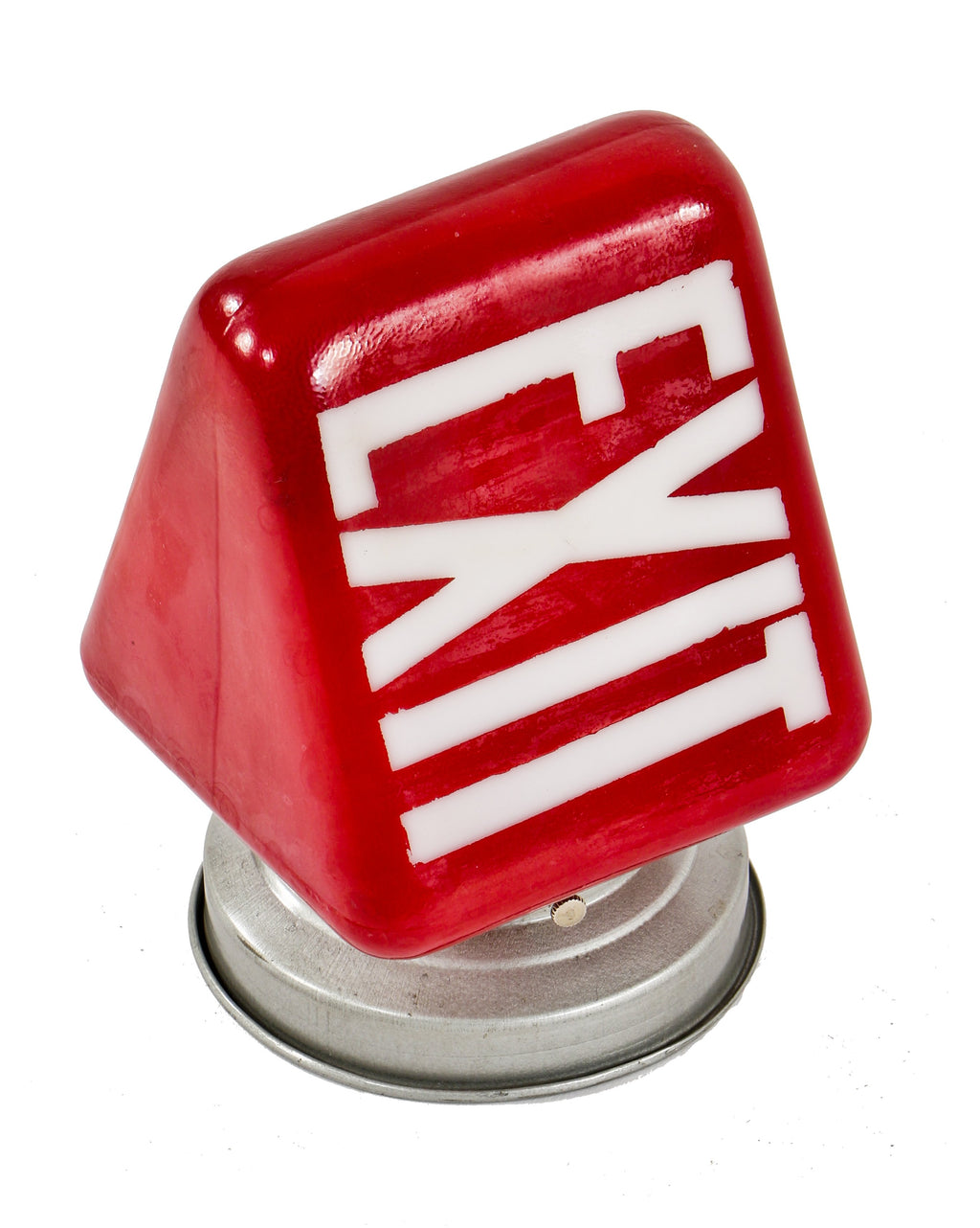 original fully functional c. 1930's antique american chicago hospital wedge-shaped ruby red illuminated exit light wall sconce with original fitter and socket