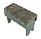 original early 20th century american industrial petite weathered and worn crazed paint pine wood diminutive portable step stool comprised of pine wood
