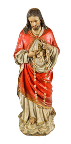 original and largely intact late 19th or early 20th century life-sized cast plaster chicago church statue of jesus christ with crazed polychromatic finish