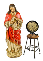 original and largely intact late 19th or early 20th century life-sized cast plaster chicago church statue of jesus christ with crazed polychromatic finish