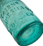 original privy dug mid-19th century intact dark aqua green st. louis iron pontiled cairns timmermann soda or mineral water bottle with slightly tapered applied blob top