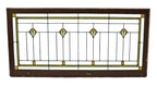 remarkable oversized c. 1920's craftsman or prairie style chicago bungalow oversized transom art glass window with a repeating floral design motif