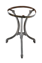 early 20th century antique american three-legged refinished brushed metal cast iron ice cream parlor or soda fountain table base with curvaceous legs