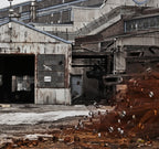 one of several original matching lightweight c. 1930's antique american industrial conical shaped pressed and folded steel foundry bonnets with a brushed metal finish