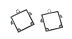 two matching c. 1940's vintage industrial removable lightweight cast iron hanging diminutive filtration brackets salvaged from a general electric foundry device