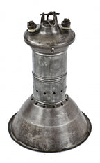 rare original early 20th century antique american industrial oversized early electric incandescent rolled iron factory pendant light with intact sectional silver-plated mirror reflectors