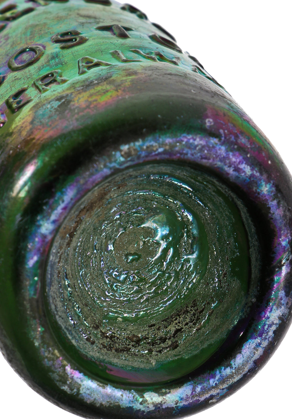 late 1840's original emerald green glass privy dug c. allen browne mineral waters antique american iron-pontiled soda bottle with applied tapered lip