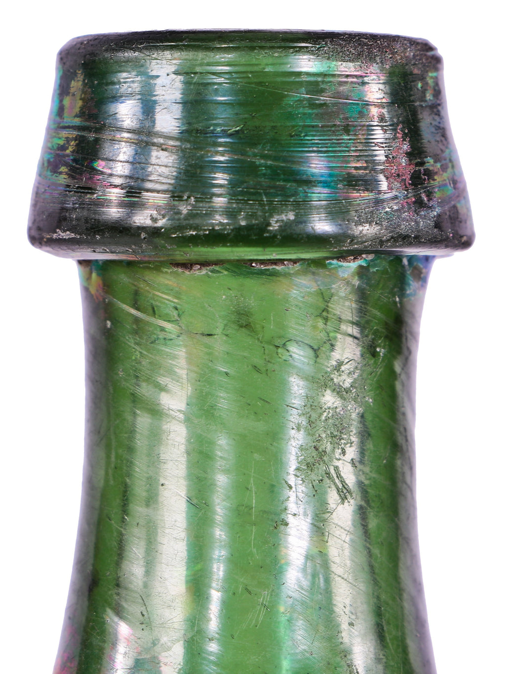 late 1840's original emerald green glass privy dug c. allen browne mineral waters antique american iron-pontiled soda bottle with applied tapered lip