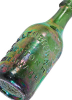 late 1840's original emerald green glass privy dug c. allen browne mineral waters antique american iron-pontiled soda bottle with applied tapered lip