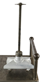 completely intact and fully functional early 1940's uniquely-shaped white porcelain enameled goodrich factory pendant light with swivel-joint canopies