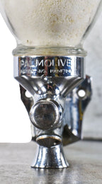 original and fully functional american depression-era salvaged art deco palmolive glass soap dispenser