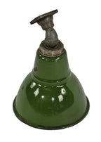 unusually small and uniquely shaped c. 1930's american industrial a. finkl & sons foundry machine shop green porcelain enameled wall or ceiling reflector