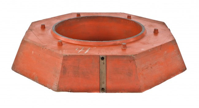 original and oversized c. 1920's impressive american antique industrial a. finkl foundry painted red solid wood pattern or form for casting iron or steel foundry components