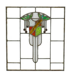 one of several original craftsman style c. 1920's chicago tavern or lodge art glass window featuring a centrally located shield accentuated with gold "flash" glass