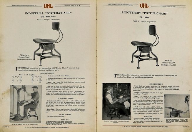 highly sought after c. 1929 profusely illustrated "uhl art steel" product or industrial furniture catalog with distinctive textured softbound cover