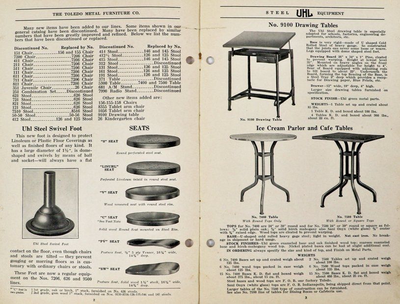 highly sought after c. 1929 profusely illustrated "uhl art steel" product or industrial furniture catalog with distinctive textured softbound cover