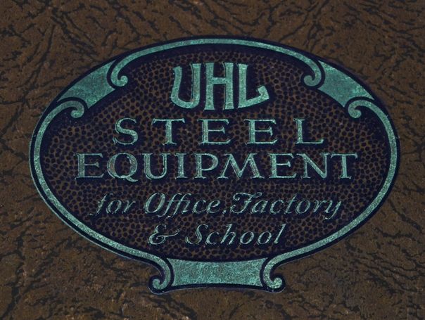 highly sought after c. 1929 profusely illustrated "uhl art steel" product or industrial furniture catalog with distinctive textured softbound cover