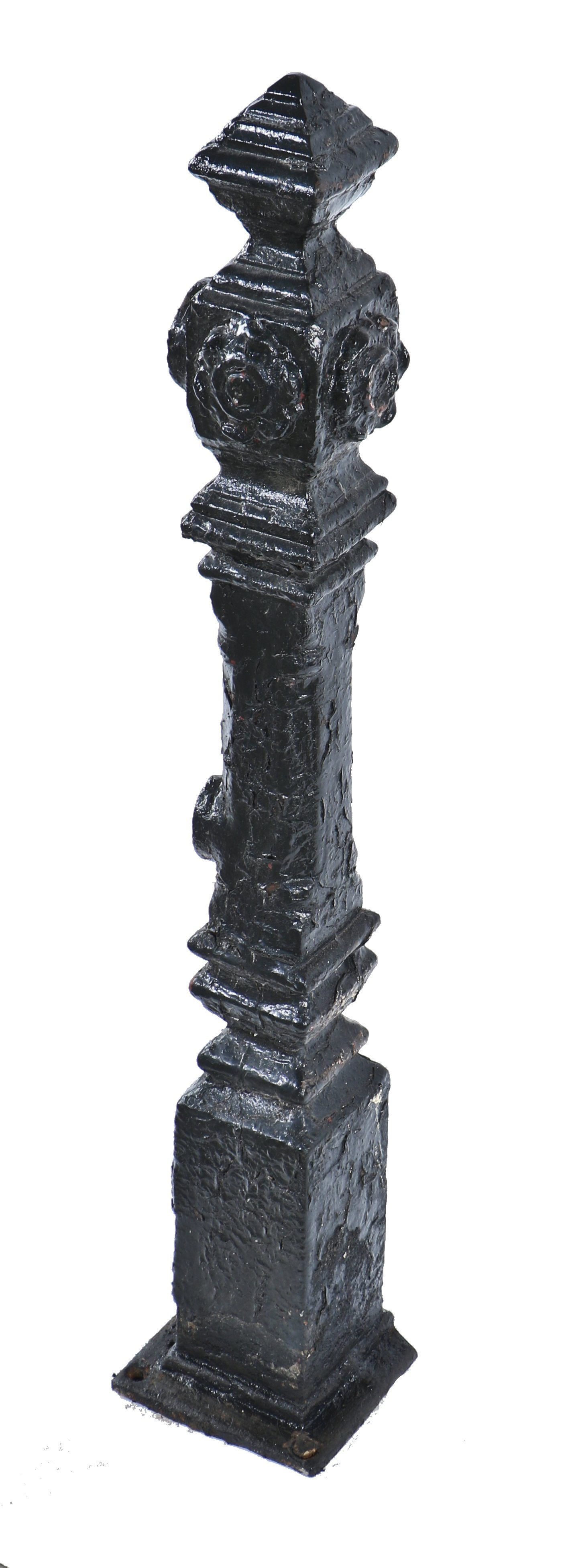 single 19th century antique american victorian era freestanding black enameled exterior salvaged chicago cottage cast iron newel post