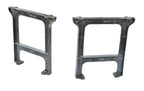 matching set of original early 20th century antique american industrial brushed metal cast iron factory machine bases or legs with applied clear coat lacquer