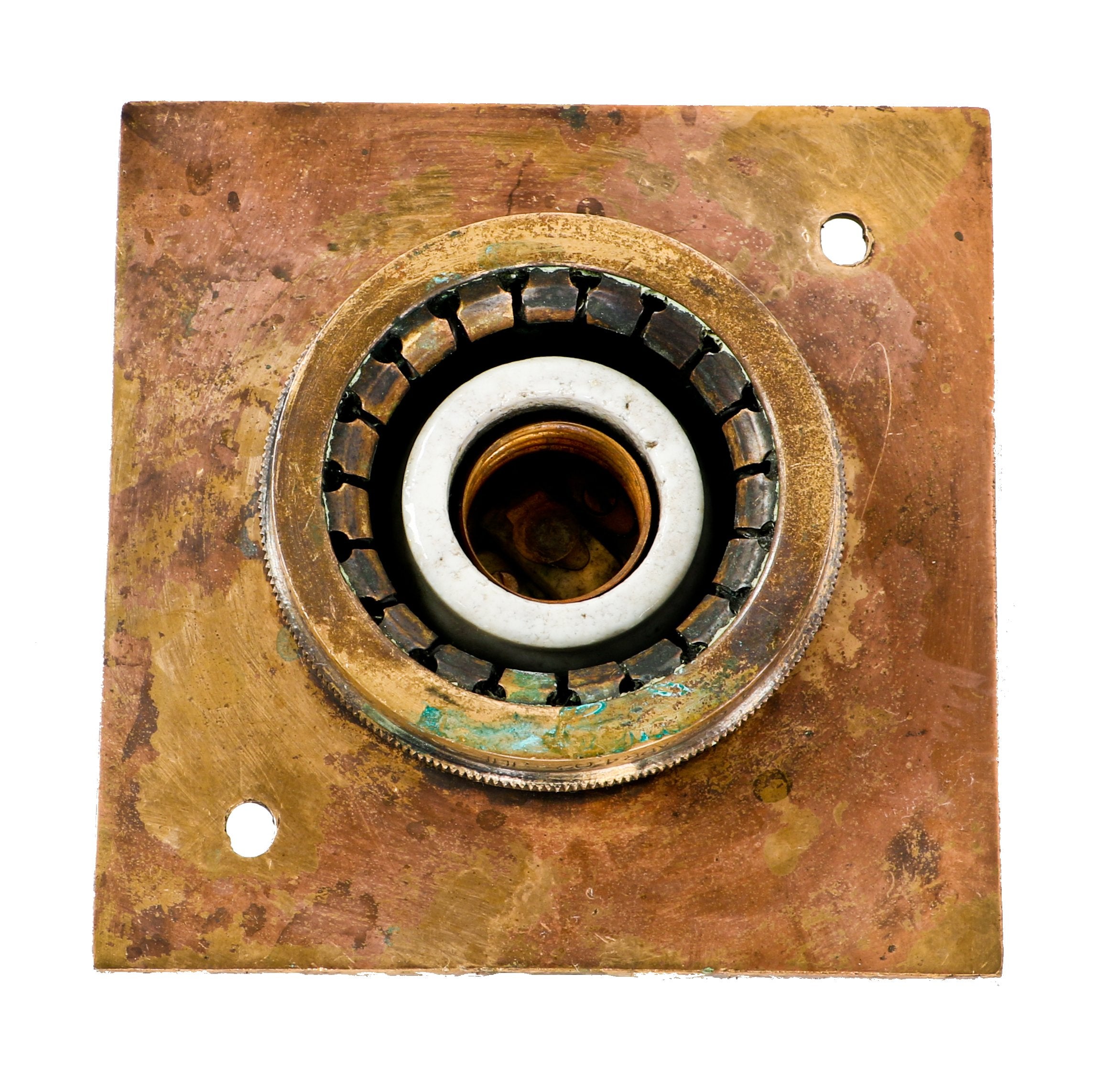 early 20th century original salvaged new york city subway flush mount ceiling or possibly pendant bare bulb incandescent light fixture with intact socket