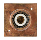 single all original nicely aged early 20th century cast bronze new york city subway station knurled edge ceiling mount light fixture with intact white ceramic socket