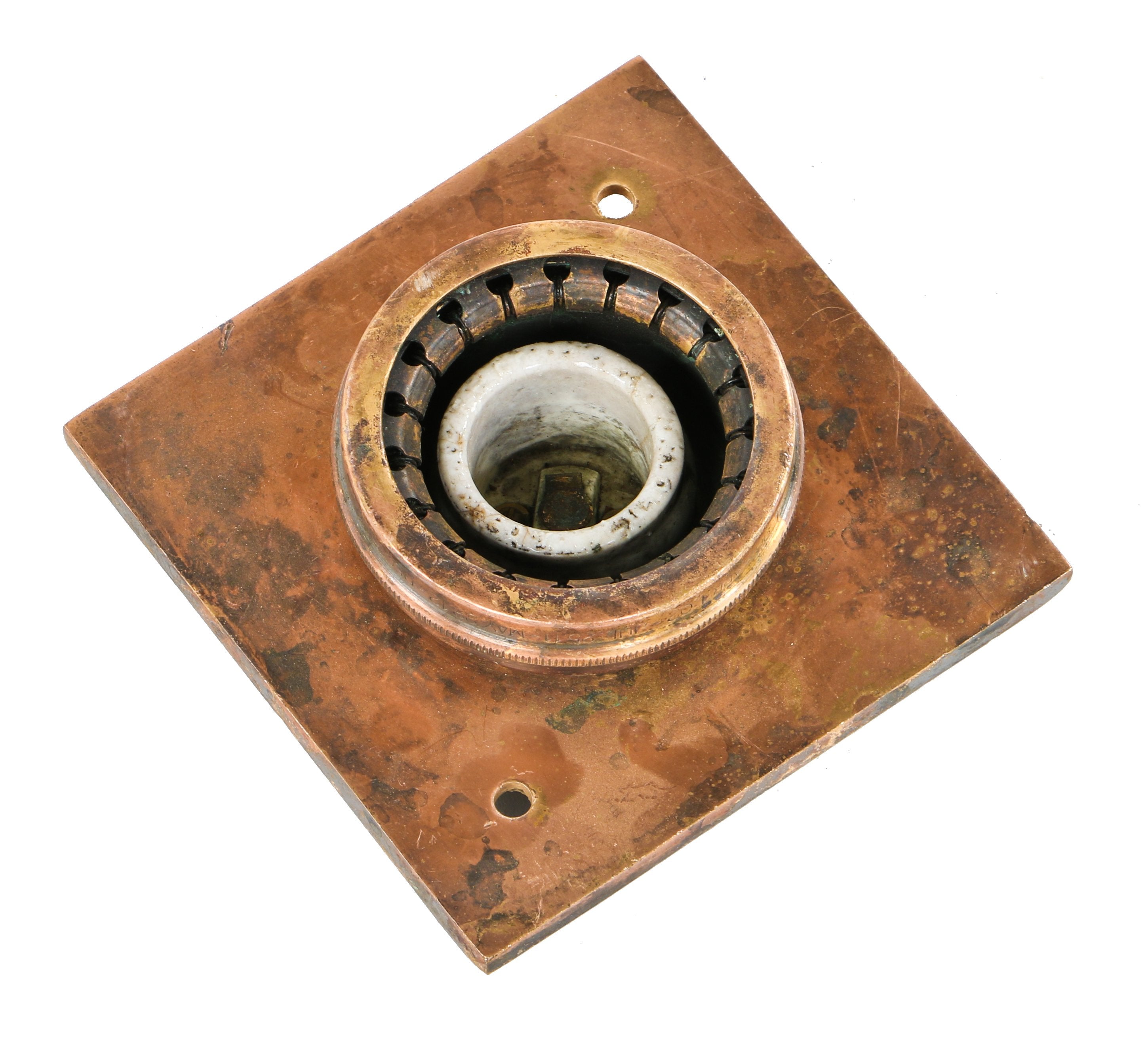 original c. 1912-15 original antique american industrial new york city subway flush mount single light pendant station incandescent fixture with distinct knurled ring