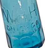 early 1860's antique american single chicago privy dug cobalt blue glass "blob top" mug style william h. hutchinson soda or mineral water bottle