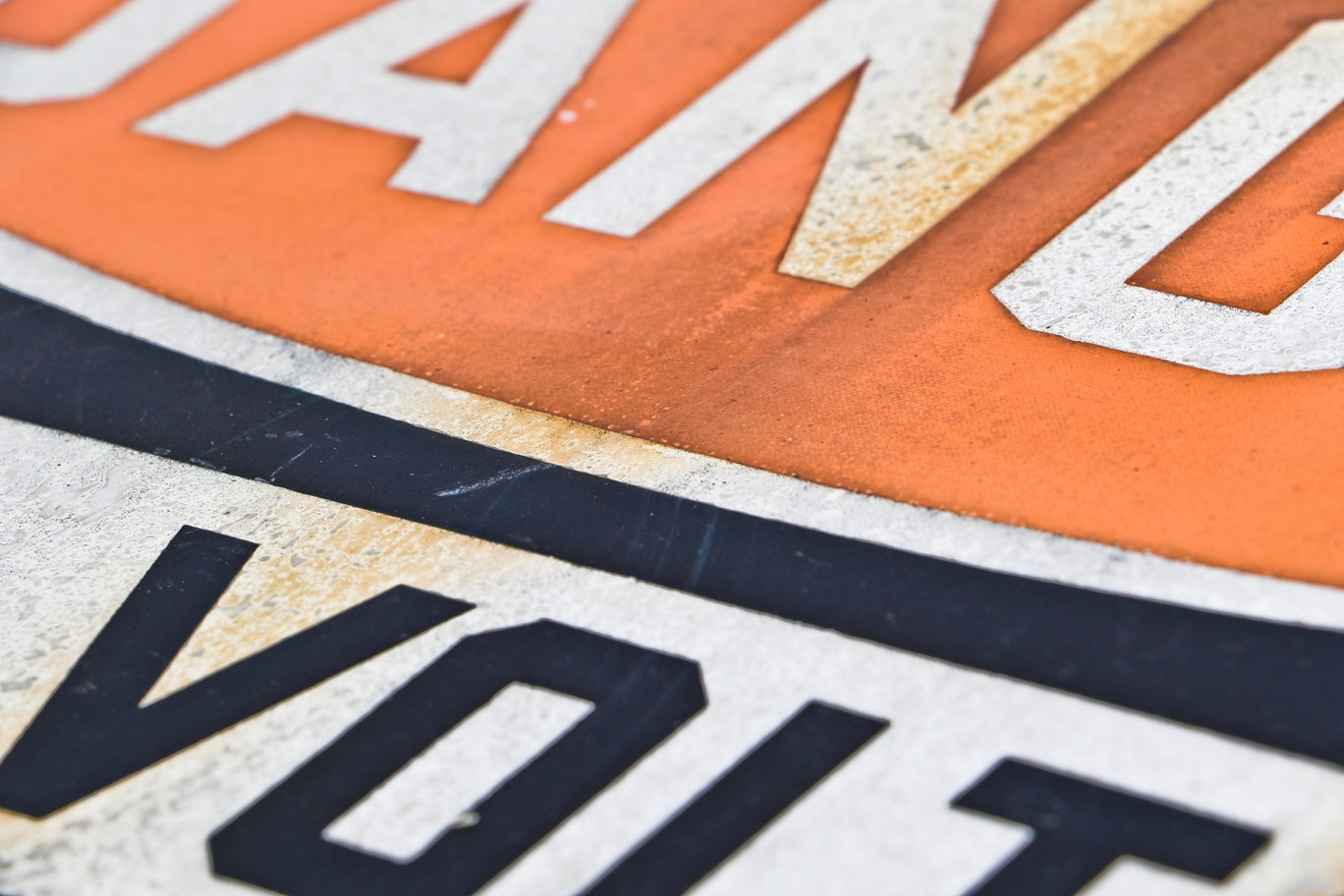 original and rare early 1920's antique american industrial salvaged chicago single-sided vitreous enameled "high voltage electrical equipment" danger or cautionary factory sign with nicely aged patina