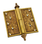 original and fully functional early 1870's antique american victorian era interior residential cast bronze "compression cast" door hinge with elaborate finials