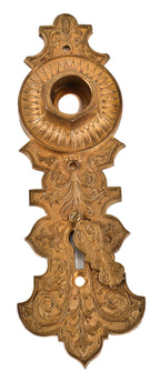 original early 1870's antique american metallic metal compression casting company antique american residential entrance door escutcheon with intact swinging keyhole cover