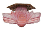 highly sought after all original and largely intact c. 1930's american art deco "modernizer" interior building ceiling-mount two-part glass light fixture with original canopy