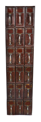 all original and completely intact freestanding early 20th century chicago city hall "fire proof" reinforced steel multi-drawer filing cabinet with oxidized copper handles