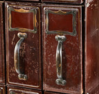 all original and completely intact freestanding early 20th century chicago city hall "fire proof" reinforced steel multi-drawer filing cabinet with oxidized copper handles