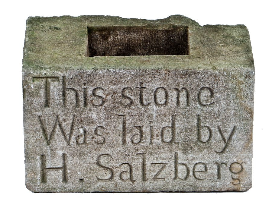 very unique one of kind early 20th century salvaged chicago church building carved limestone cornerstone with deeply recessed opening once containing a time capsule