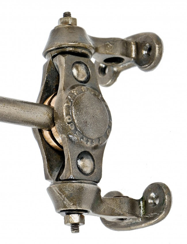 highly sought after early 20th century fully adjustable wall-mount "o.c.white" factory machine shop task lamp with knuckle and wrist joints