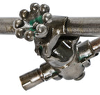 one of two nearly identical early 20th century antique american industrial o.c. white fully adjustable wall-mounted double-arm articulating light fixtures with hubbell shade