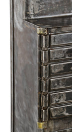 remarkable all original and solidly built early 20th century heavy gauge cold-rolled steel and iron freestanding hospital operating room american medical storage cabinet with brushed metal finish