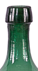 rare and intact privy-dug early 1840's light to medium emerald green pontiled mineral bottle manufactured for philadelphia bottler william heiss jr.