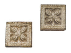 two matching original early 20th century antique american white glazed "sullivanesque" style diminutive terra cotta building facade blocks with allover crazing