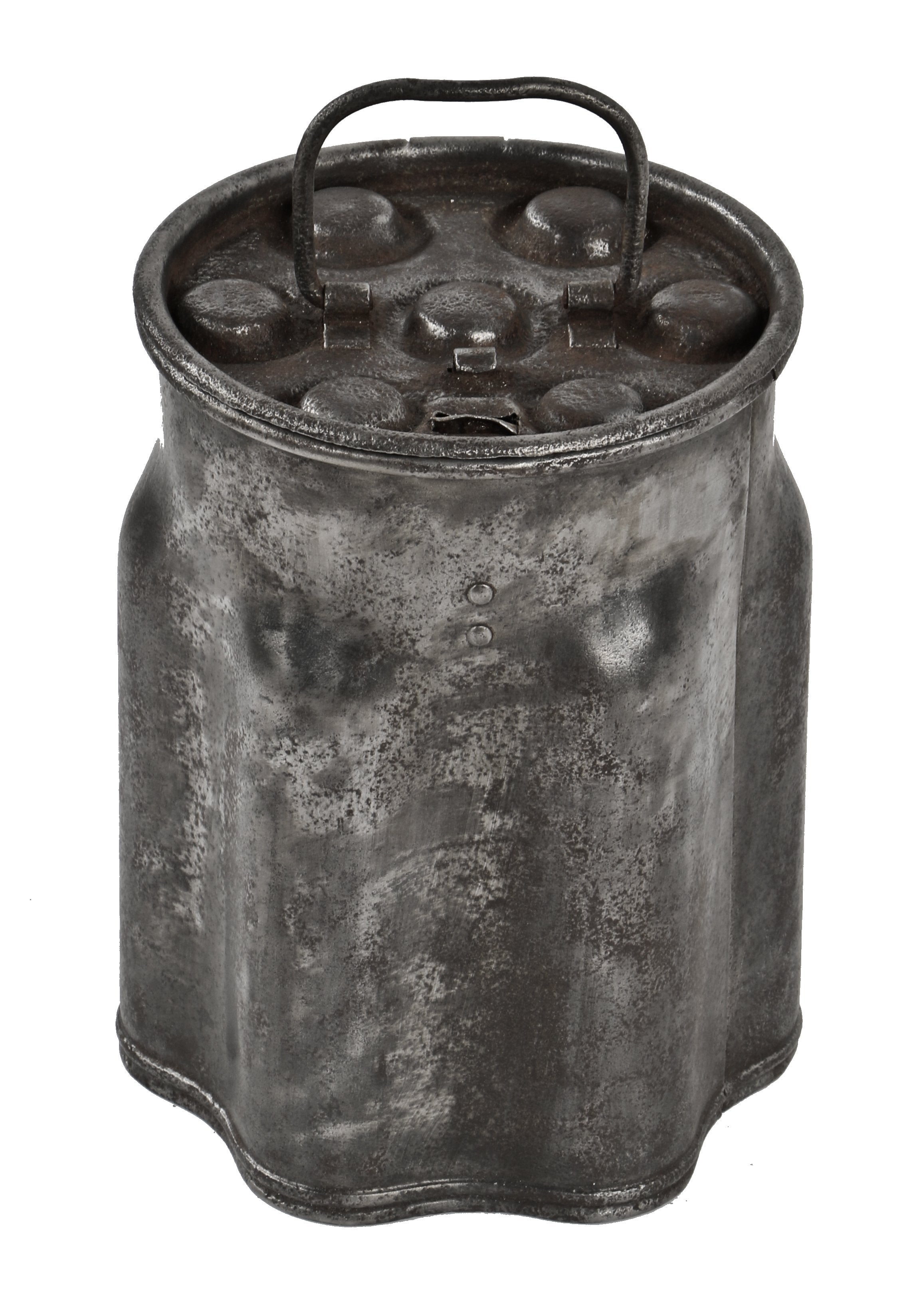 rare and intact depression era industrial brushed steel bottle carrier or cooler fabricated by the universal container company, in toledo, ohio.