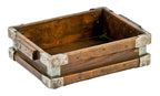 remarkable all original c. 1917 heavily reinforced stackable darkly stained maple wood plating factory storage bin with lightly engraved black enameled numbers