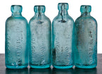 pair of closely matching late nineteenth century chicago privy dug aqua blue hutchinson style blob top soda bottles manufactured for chicago bottlers dempsey & ryan.