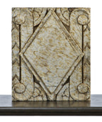 original c. 1930's american depression era art deco style nortown theater speckled glazed terra cotta facade panel featuring a centrally located tiered diamond with surrounding volutes