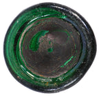remarkably intact privy-dug c. 1847 light to medium emerald green iron- pontiled mineral water bottle manufactured for philadelphia bottler eugene roussel