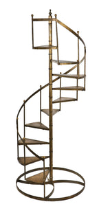 very unusual lightweight vintage american industrial salesman "sample" or model of a self-supporting steel spiral staircase with weathered brass plated finish