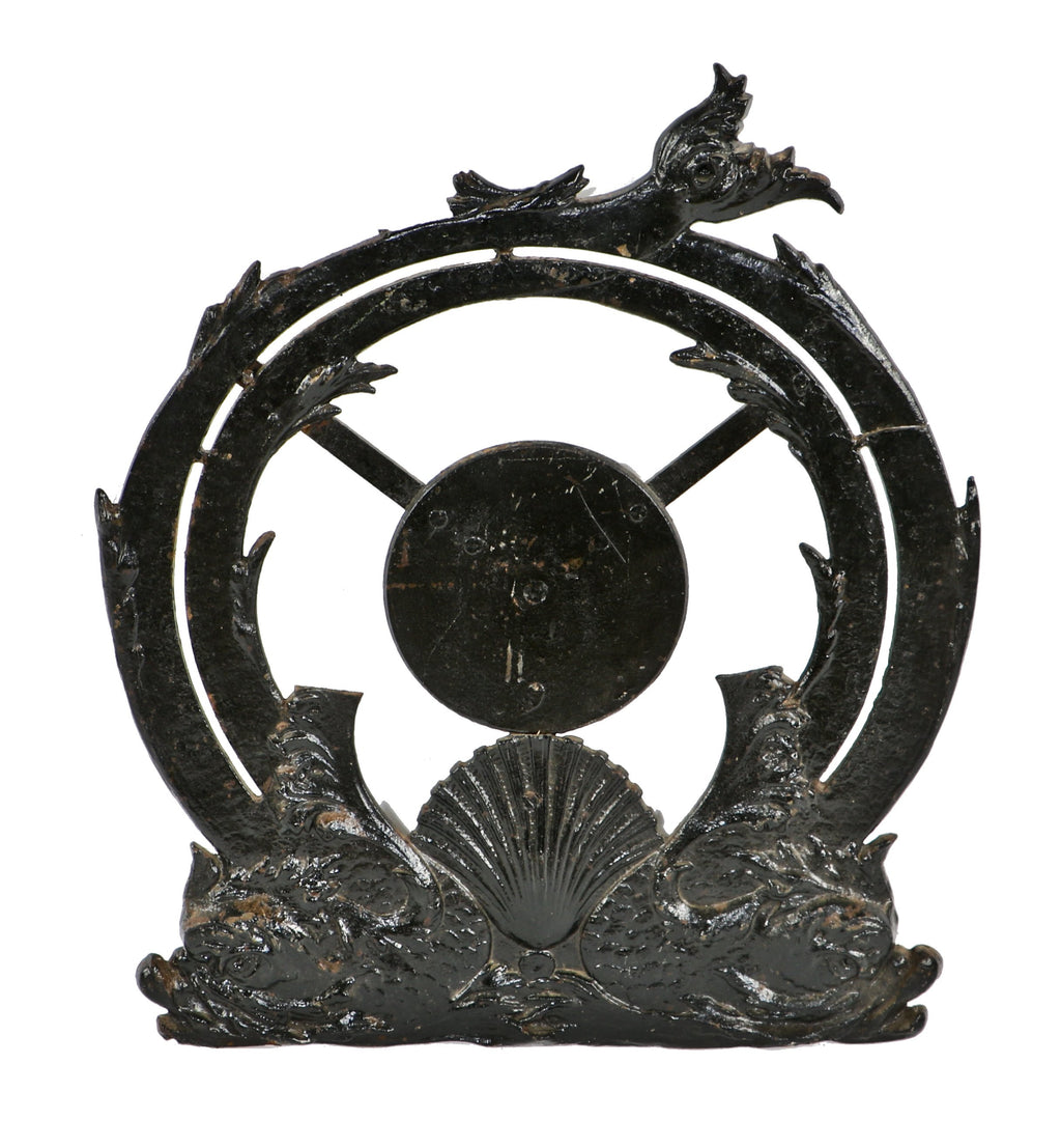 one of two largely intact late 19th century original black enameled downtown chicago fisher building ornamental cast iron elevator floor indicator panel