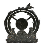 one of two largely intact late 19th century original black enameled downtown chicago fisher building ornamental cast iron elevator floor indicator panel