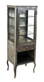 completely refinished early 1920's chicago cook county hospital operating theater surgical instrument cabinet with clear glass sidelights and cabriole style legs