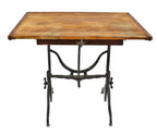 exceptional early 20th century antique american industrial refinished "the fry" fully adjustable architect's drafting table with original single oak wood cabinet and oversized hand wheels