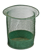 highly sought after original american depression era expanded steel "nemco" green painted office trash or paper can with securely attached bottom